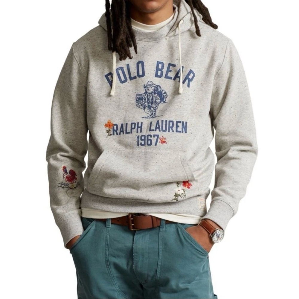 Polo Ralph Lauren Cowboy Bear Rooster Embroidery Stitch Fleece Hoodie SIZE 2XL